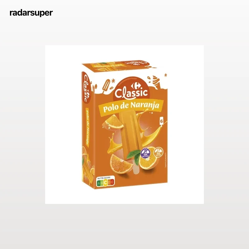 Polo de naranja Carrefour Extra sin gluten sin lactosa 6 ud.