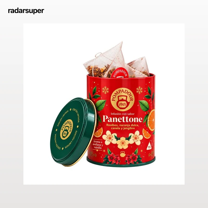 POMPADOUR Infusión panettone lata 15 uds. 37,50 g.