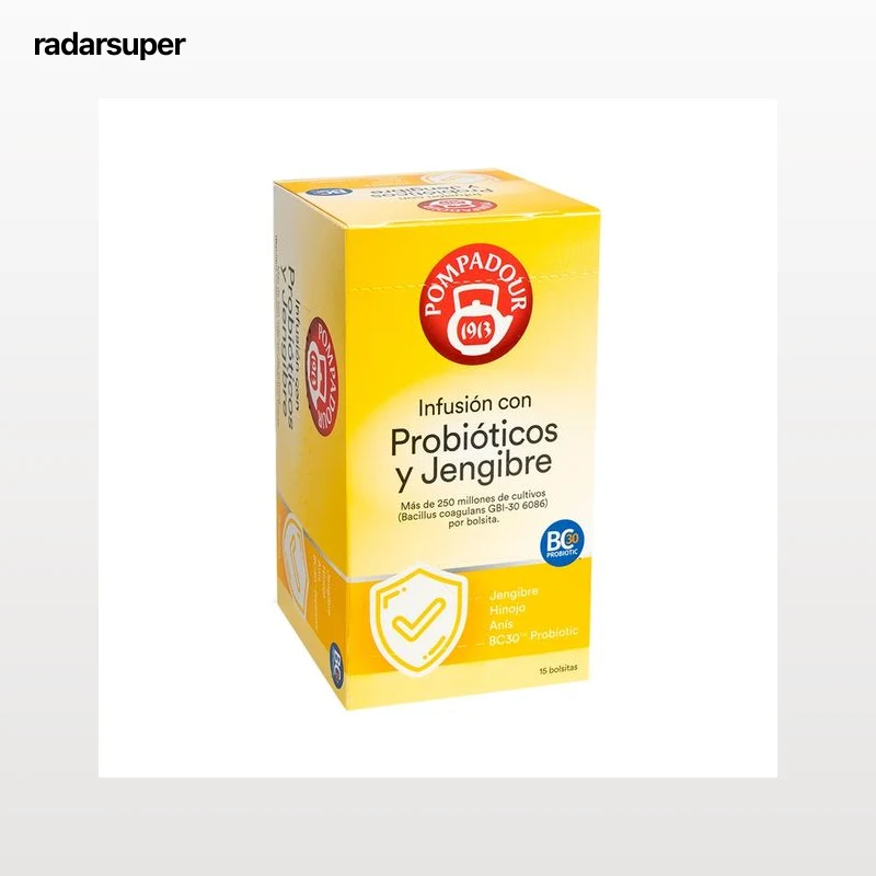 POMPADOUR Infusión con probióticos y jenjibre 15 uds. 26 g.