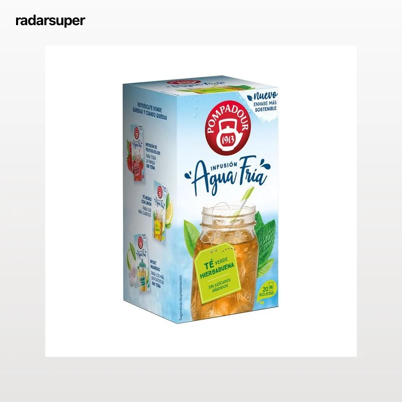 POMPADOUR Té verde con hierbabuena agua fría 18 uds.36 g,