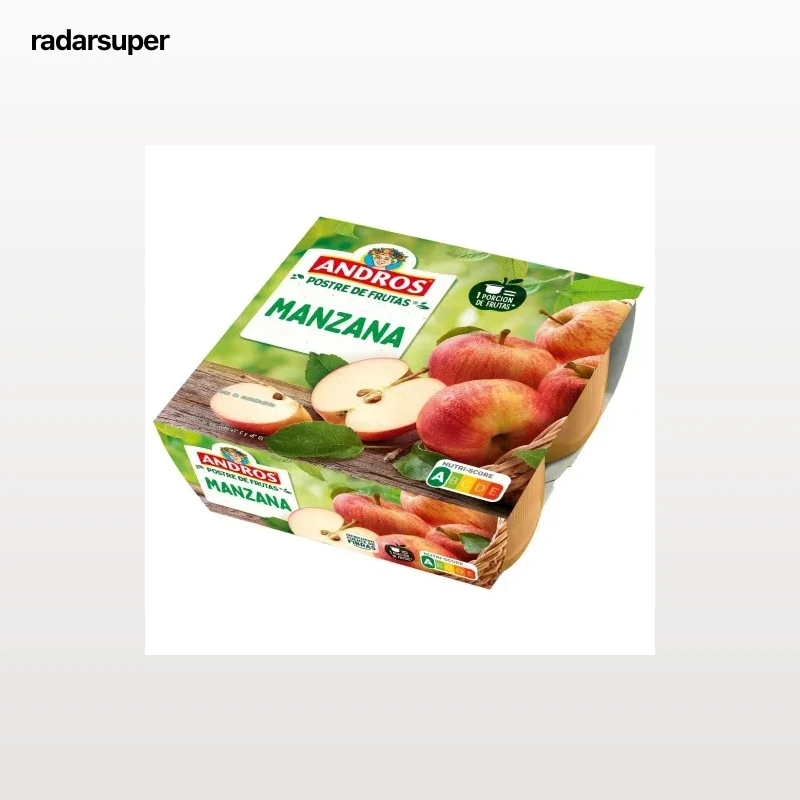Postre de manzana Andros pack de 4 unidades de 100 g.