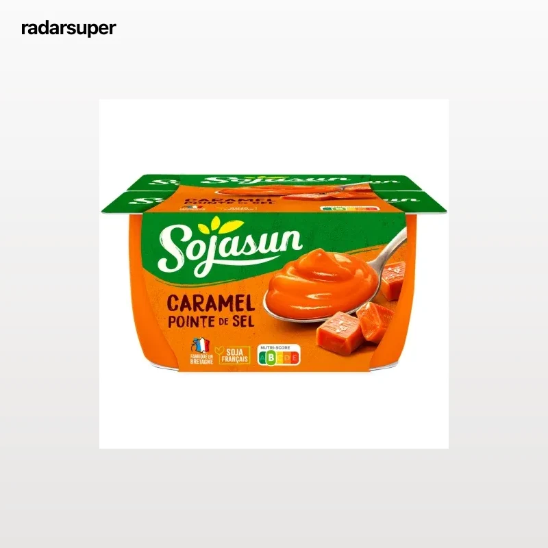 Postre de soja sabor caramelo al punto de sal Sojasun pack de 4 unidades de 100 g.