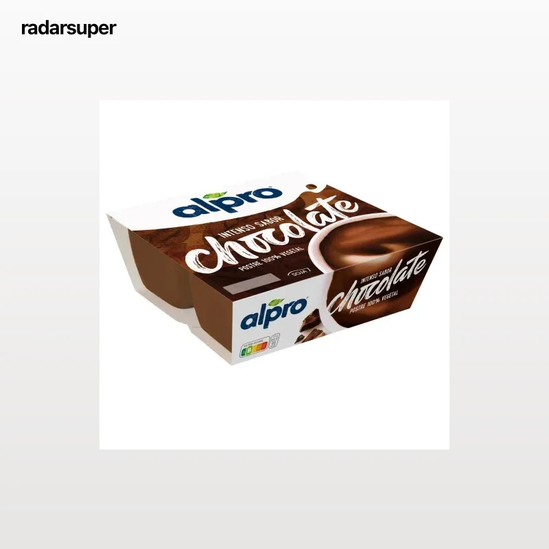 Postre de soja sabor chocolate negro Alpro sin gluten y sin lactosa pack de 4 unidades de 125 g.