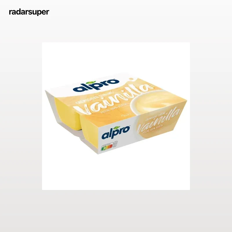 Postre de soja sabor vainilla Alpro sin lactosa pack de 4 unidades de 125 g.