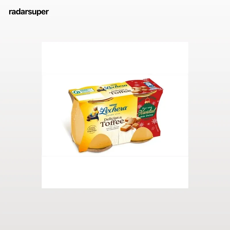 Postre lácteo al caramelo delicias de toffee Nestlé La Lechera pack de 2 unidades de 125 g.