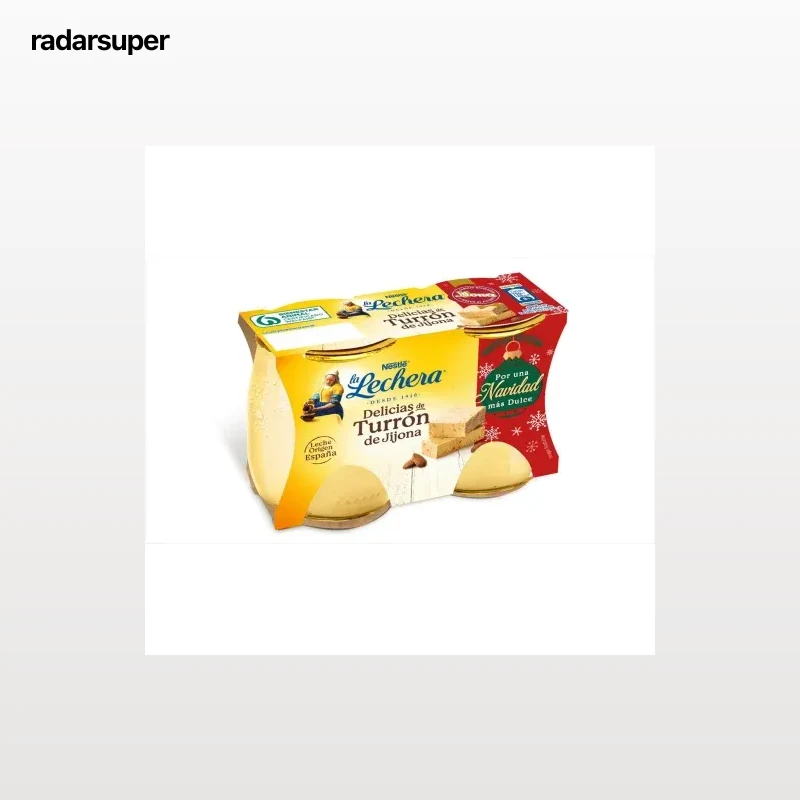 Postre lácteo con turrón de Jijona delicias Nestlé La Lechera pack de 2 unidades de 125 g.