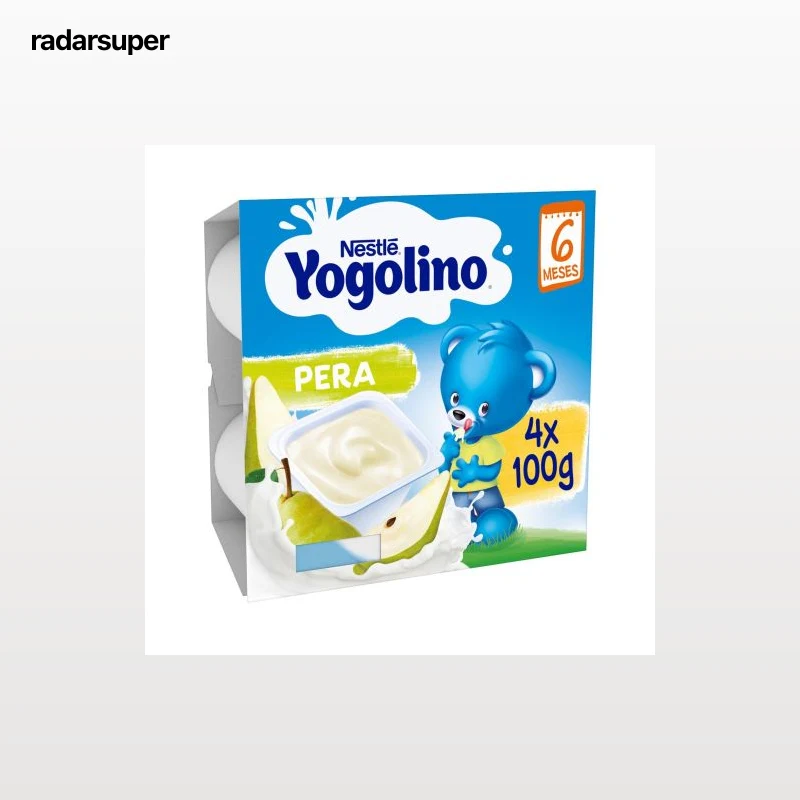 Postre lácteo de pera desde 6 meses Nestlé Yogolino sin gluten pack de 4 unidades de 100 g.