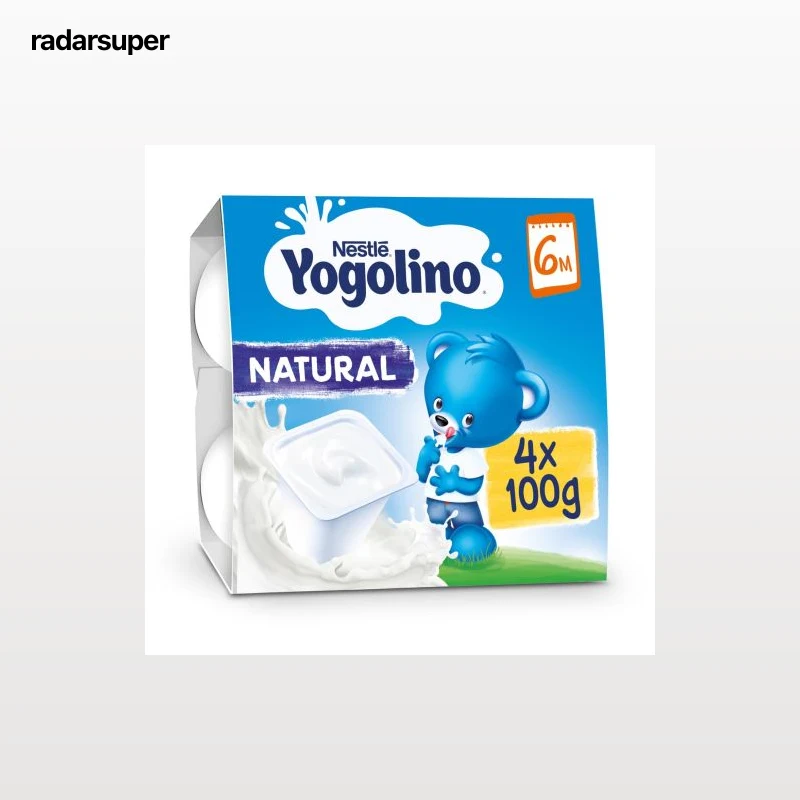 Postre lácteo natural desde 6 meses Nestlé Yogolino sin gluten pack de 4 unidades de 100 g.