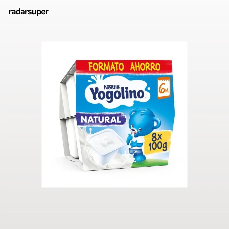 Postre lácteo natural desde 6 meses Nestlé Yogolino sin gluten pack de 8 unidades de 100 g.