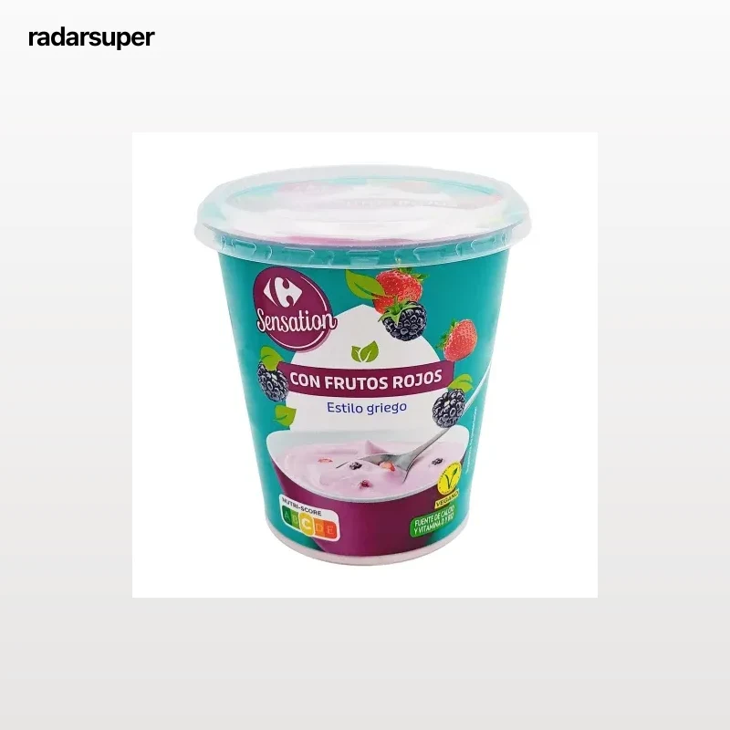 Postre vegetal estilo griego con frutos del bosque Carrefour Sensation 350 g.