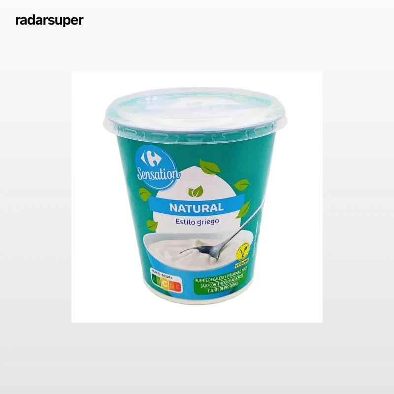 Postre vegetal estilo griego natural Carrefour Sensation 350 g.