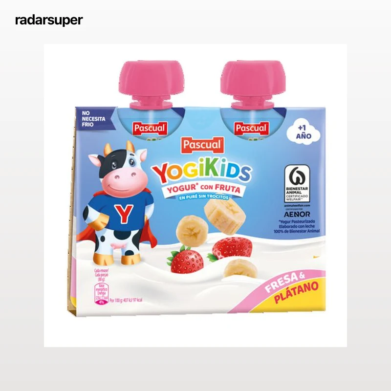 Pouch Pascual Yogikids fresa plátano pack 2 80g