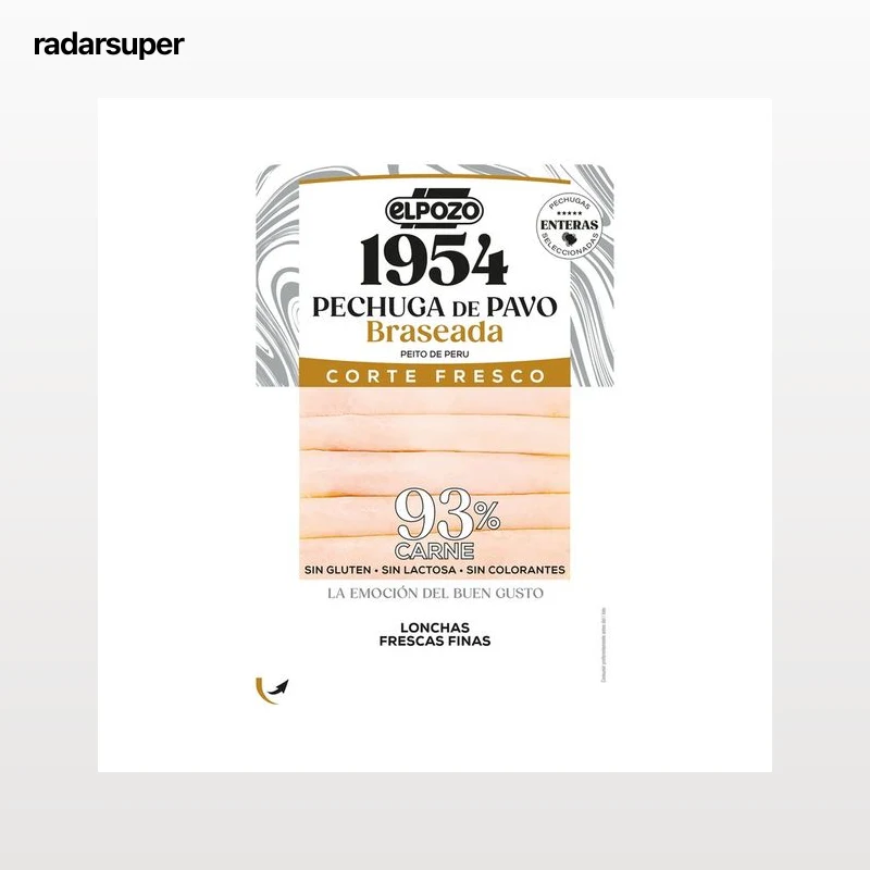 EL POZO 1954 Corte fresco Pechuga de pavo braseada, sin lactosa ni colorantes, cortada en finas lonchas 120 g.