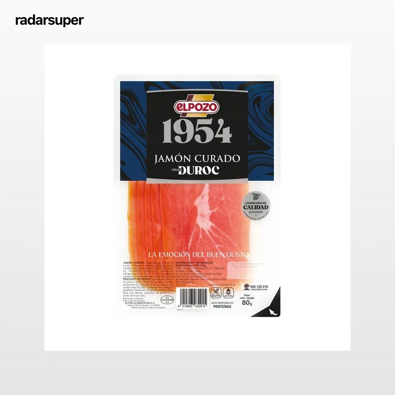 EL POZO 1954 Jamón curado cruce Duroc cortado en finas lonchas 80 g.