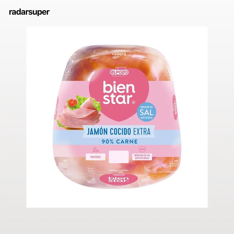 EL POZO Bien star Jamón cocido extra reducido en sal - Loncha normal 2 a 3 mm