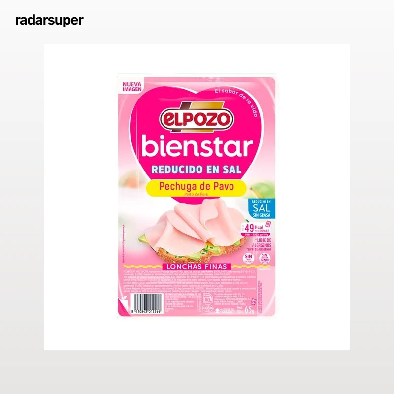 EL POZO Bienstar Pechuga de pavo con contenido reducido en sal, cortada en lonchas finas 65 g.