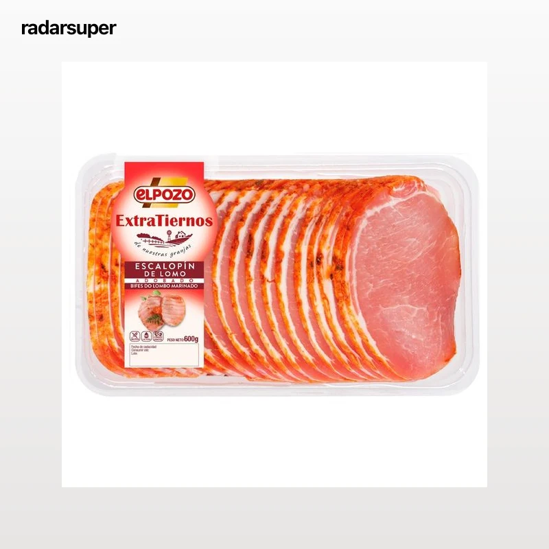 EL POZO Extratiernos Escalopín de lomo adobado, sin gluten y sin lactosa 600 g.