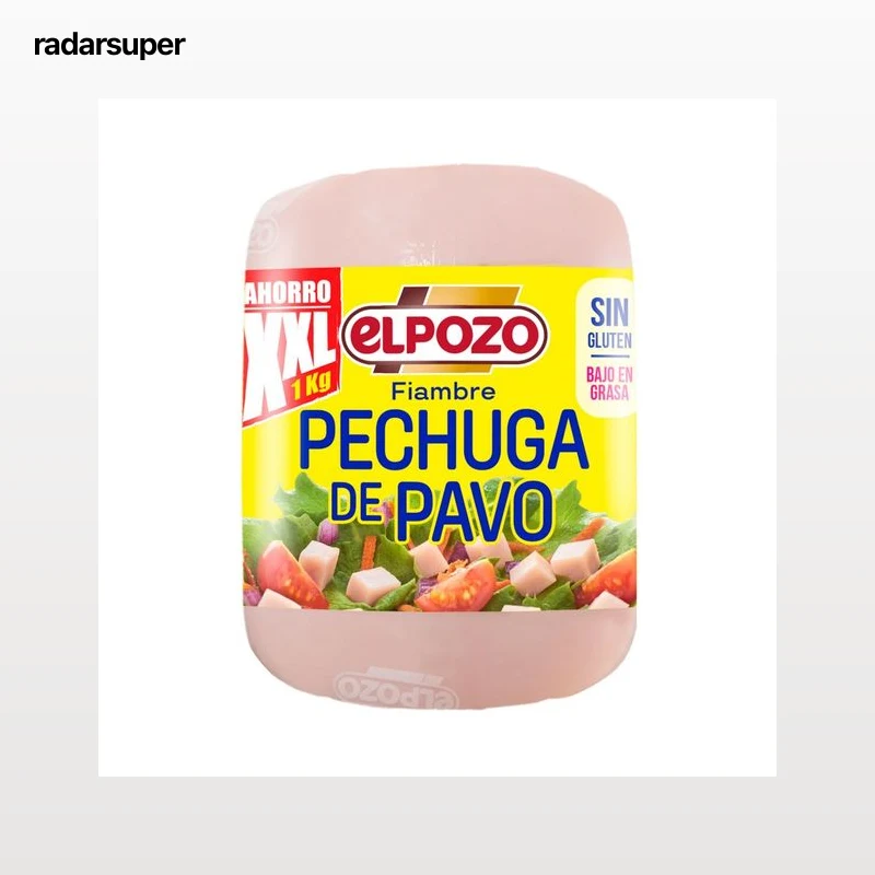 EL POZO Fiambre de pechuga de pavo sin lactosa y sin gluten 1 kg.