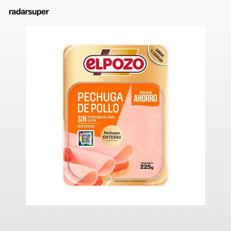 EL POZO Fiambre de pechuga de pollo cocida, cortada en lonchas 225 g.