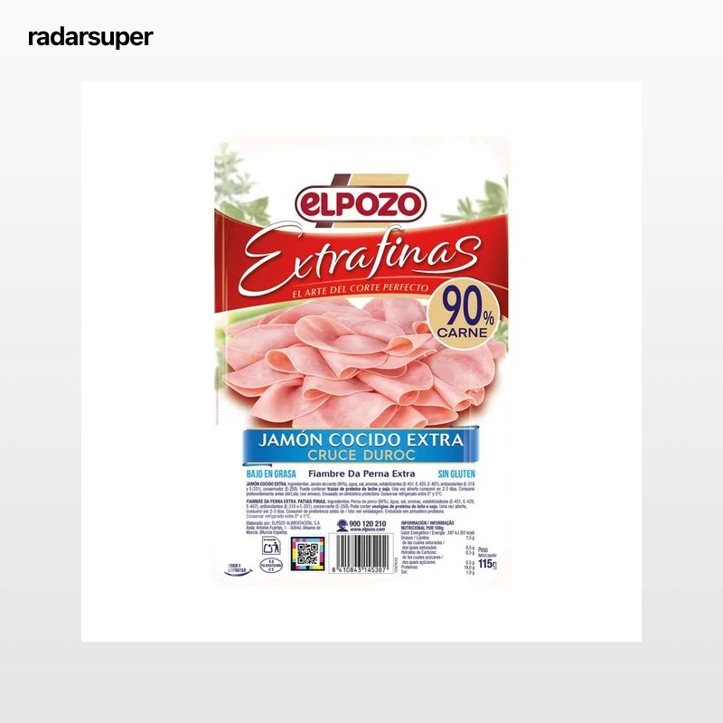 EL POZO Las + finas Jamón cocido extra cruce Duroc, cortado en lonchas finas 115 g.