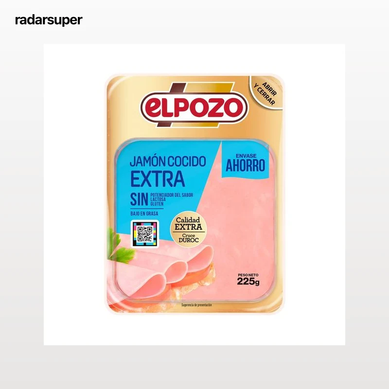 EL POZO Jamón cocido extra cruce Duroc, cortado en lonchas 225 g.