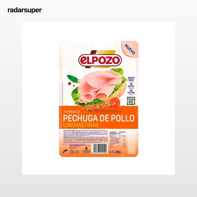 EL POZO Lonchas finas de pechuga de pollo 80 g.