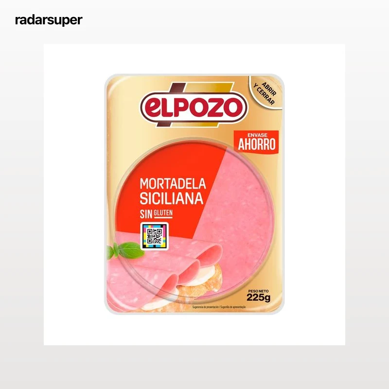 EL POZO Mortadela siciliana sin gluten, cortada en lonchas 225 g.