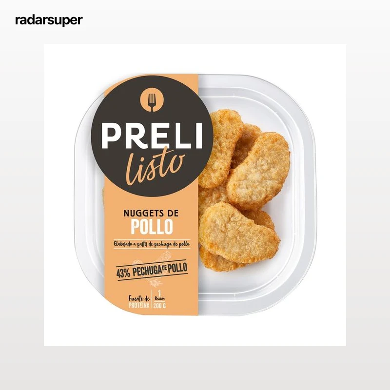 PRELI Nuggets de pollo elaborados a partir de pechuga de pollo 200 g.