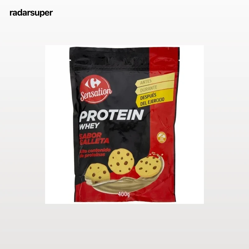 Preparado batido de proteína sabor galleta Whey Protein Sport Sensation Carrefour sin gluten doy pack 400 g