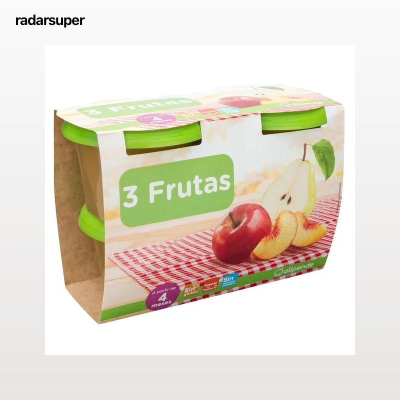 Preparado bebé Alipende 3 frutas sin gluten desde 4meses pack 4