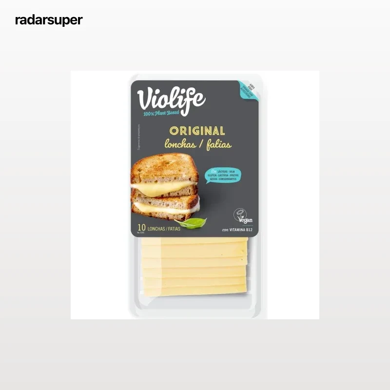 Preparado con aceite de coco y vitamina B12 en lonchas Violife sin gluten y sin lactosa 200 g.