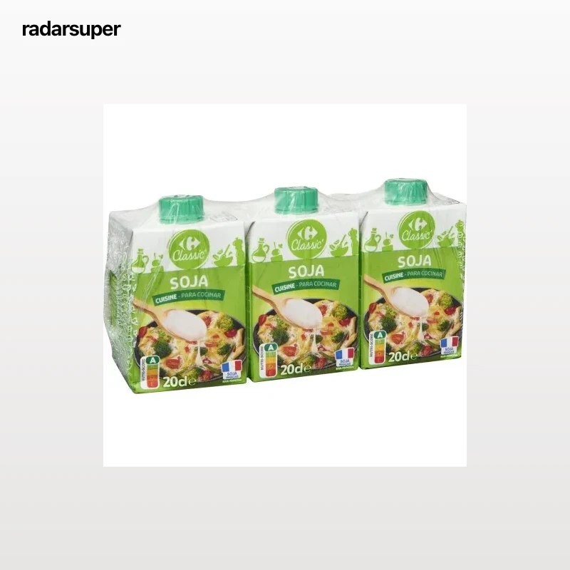 Preparado de soja para cocinar Classic´ Carrefour pack de 3 unidades de 200 g.