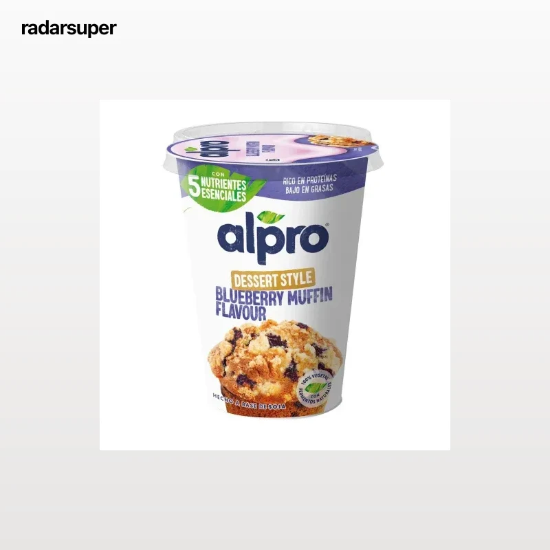 Preparado de soja sabor a muffin de arándanos sin azúcar añadido Alpro sin gluten sin lactosa 400 g.