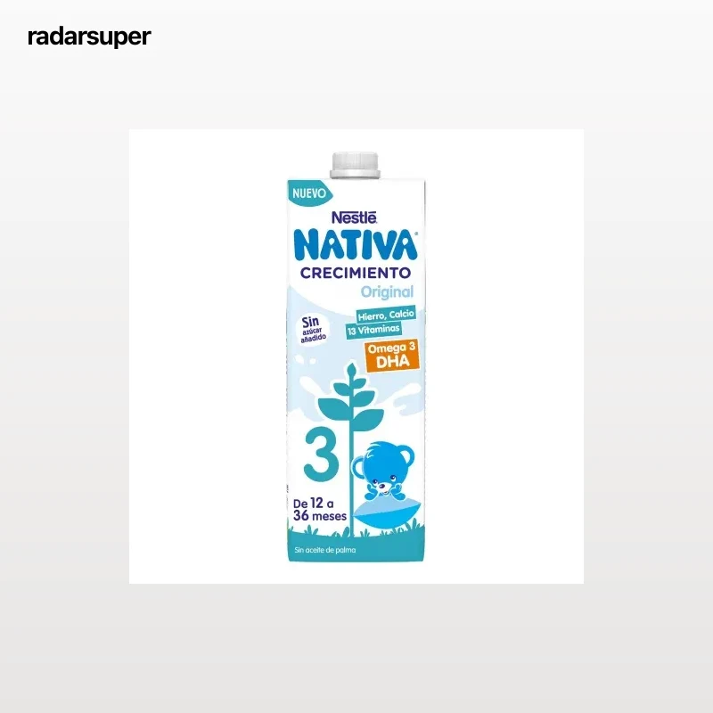 Preparado lácteo infantil de crecimiento desde 12 meses Nestlé Nativa 3 sin azúcar añadido brik 1 l.