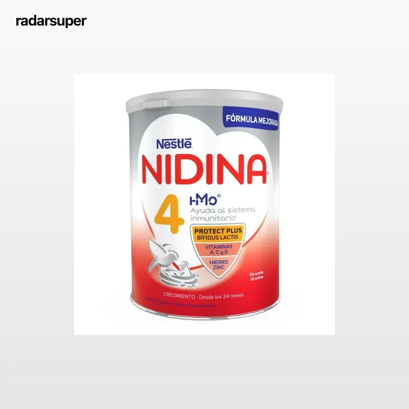 Preparado lácteo infantil de crecimiento desde 24 meses en polvo Nestlé Nidina 4 lata 800 g.