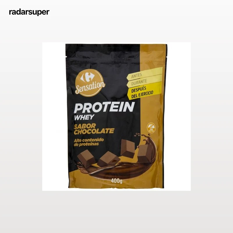 Preparado para batido de proteína sabor chocolate Whey Protein Sport Sensation Carrefour doy pack 400 g.