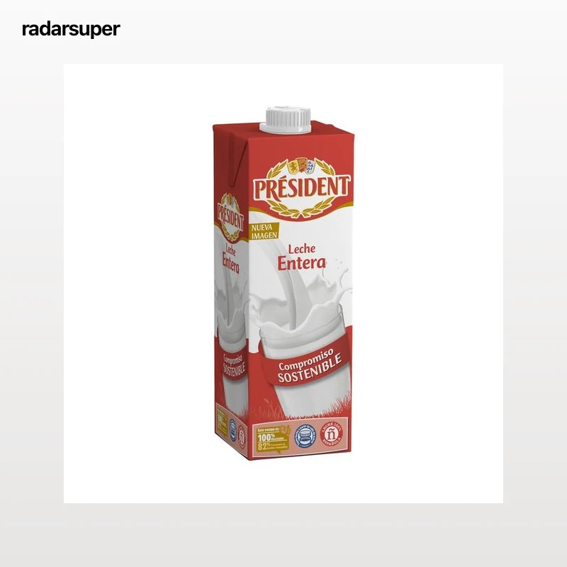 PRÉSIDENT Leche entera de vaca de origen 100% española 1 l.