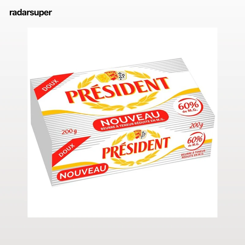 PRESIDENT Pastilla de mantequilla con un 60% de materia grasa 200 g.