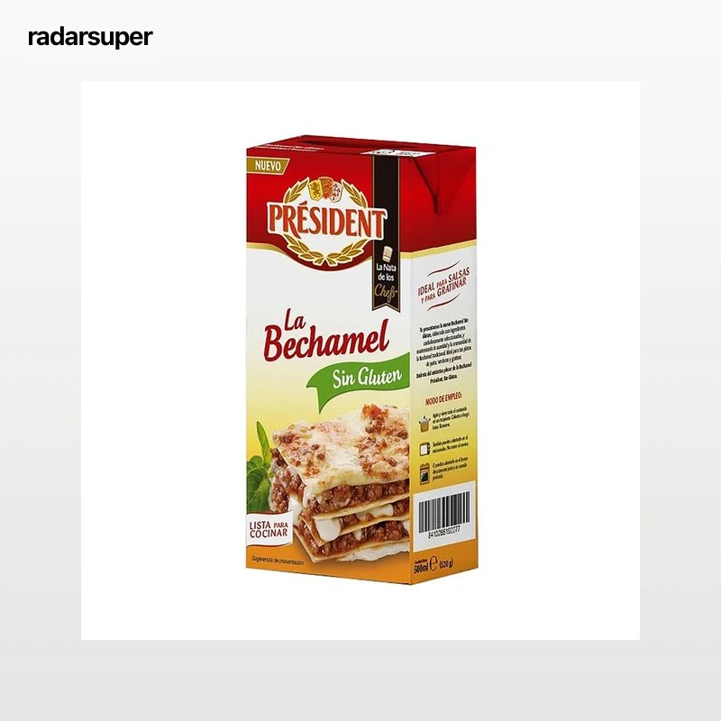 PRÉSIDENT Salsa bechamel, elaborada sin gluten y lista para cocinar 500 ml.