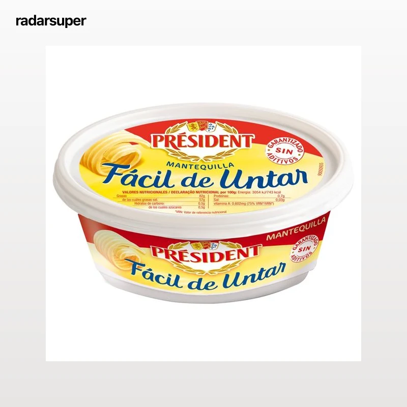 PRÉSIDENT Tarrina de mantequilla, sin aditivos y fácil de untar PRESIDENT 250 g.