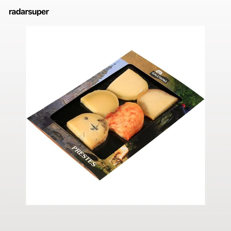 PRESTES Tabla de cinco quesos (queso cremoso, con pimentón de la Vera DOP, queso ahumado y queso azul) 300 g.