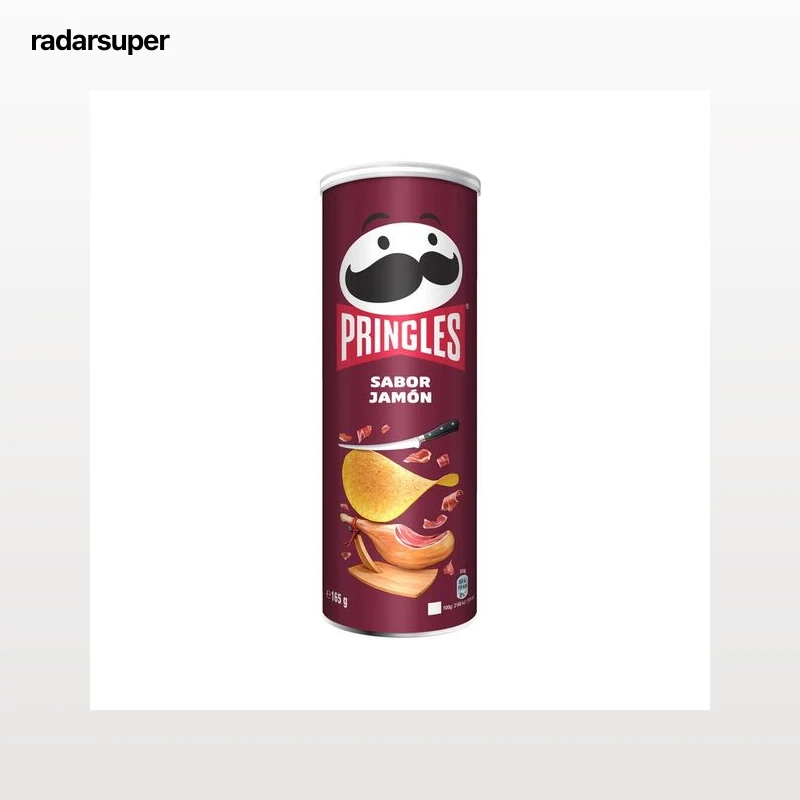 PRINGLES Patatas con forma de teja y sabor a jamón bote de 165 g.