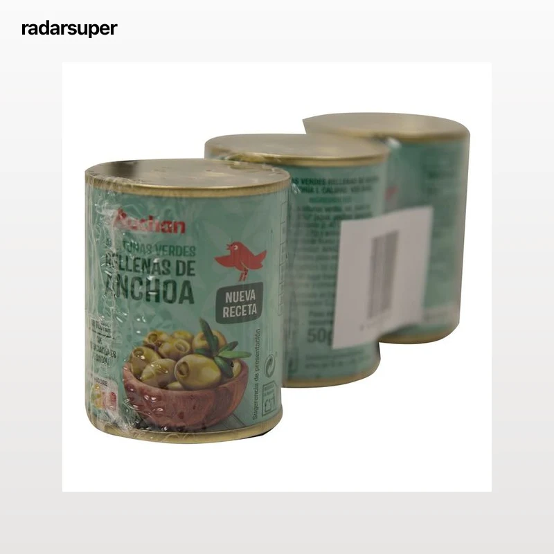 PRODUCTO ALCAMPO Aceitunas verdes manzanillamini bar rellenas de anchoa 3 uds x 50 g.