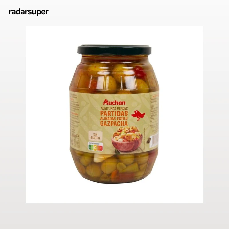 PRODUCTO ALCAMPO Aceitunas verdes partidas aliñadas estilo gazpacha 550 g.