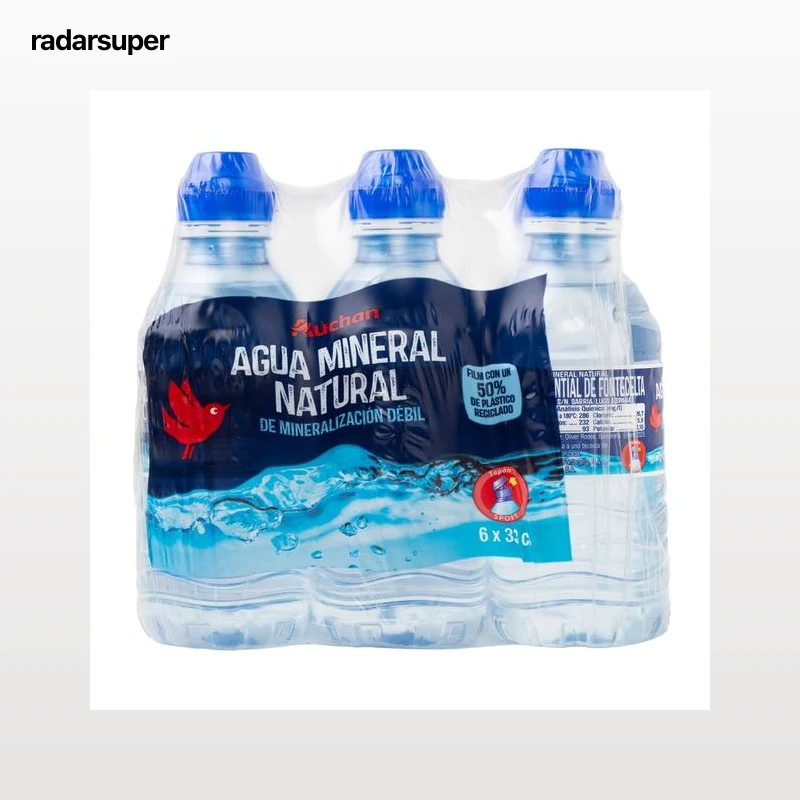 PRODUCTO ALCAMPO Agua mineral con tapón sport pack 6 botellas x 33 cl.