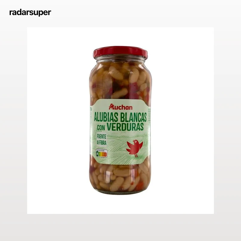 PRODUCTO ALCAMPO Alubias blancas (judias) cocidas con verduras frasco de 400 g.