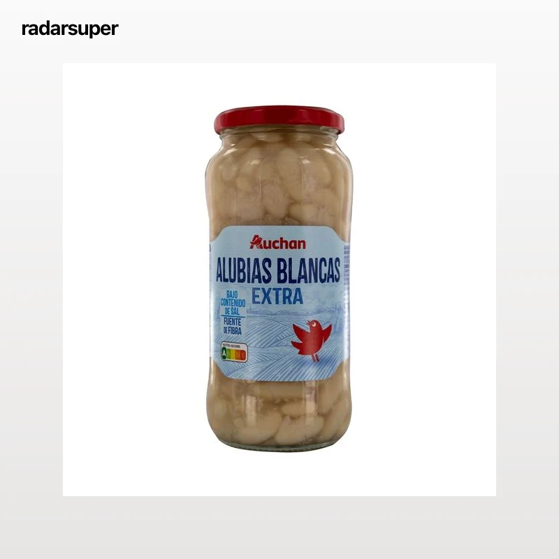 PRODUCTO ALCAMPO Alubias blancas (judias) extra, cocidas y con bajo contenido en sal bote 400 g.