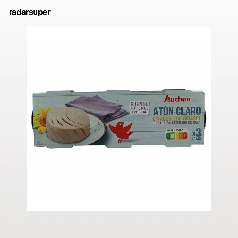 PRODUCTO ALCAMPO Atún claro en aceite de girasol con contenido reducido en sal lata 52 g. pack de 3 uds.
