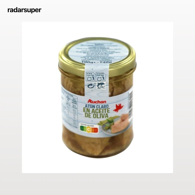 PRODUCTO ALCAMPO Atún claro en aceite de oliva frasco de 140 g.