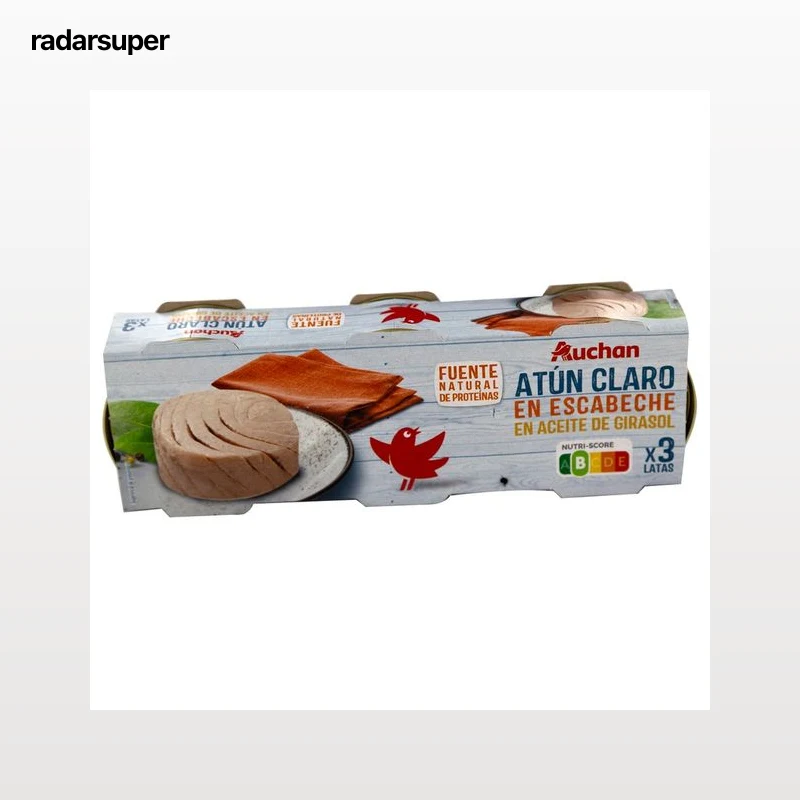 PRODUCTO ALCAMPO Atún claro en escabeche en aceite de girasol 3 latas 52 g.